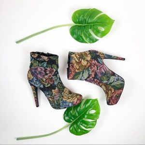 Diba Floral Tapestry Stiletto Ankle Booties